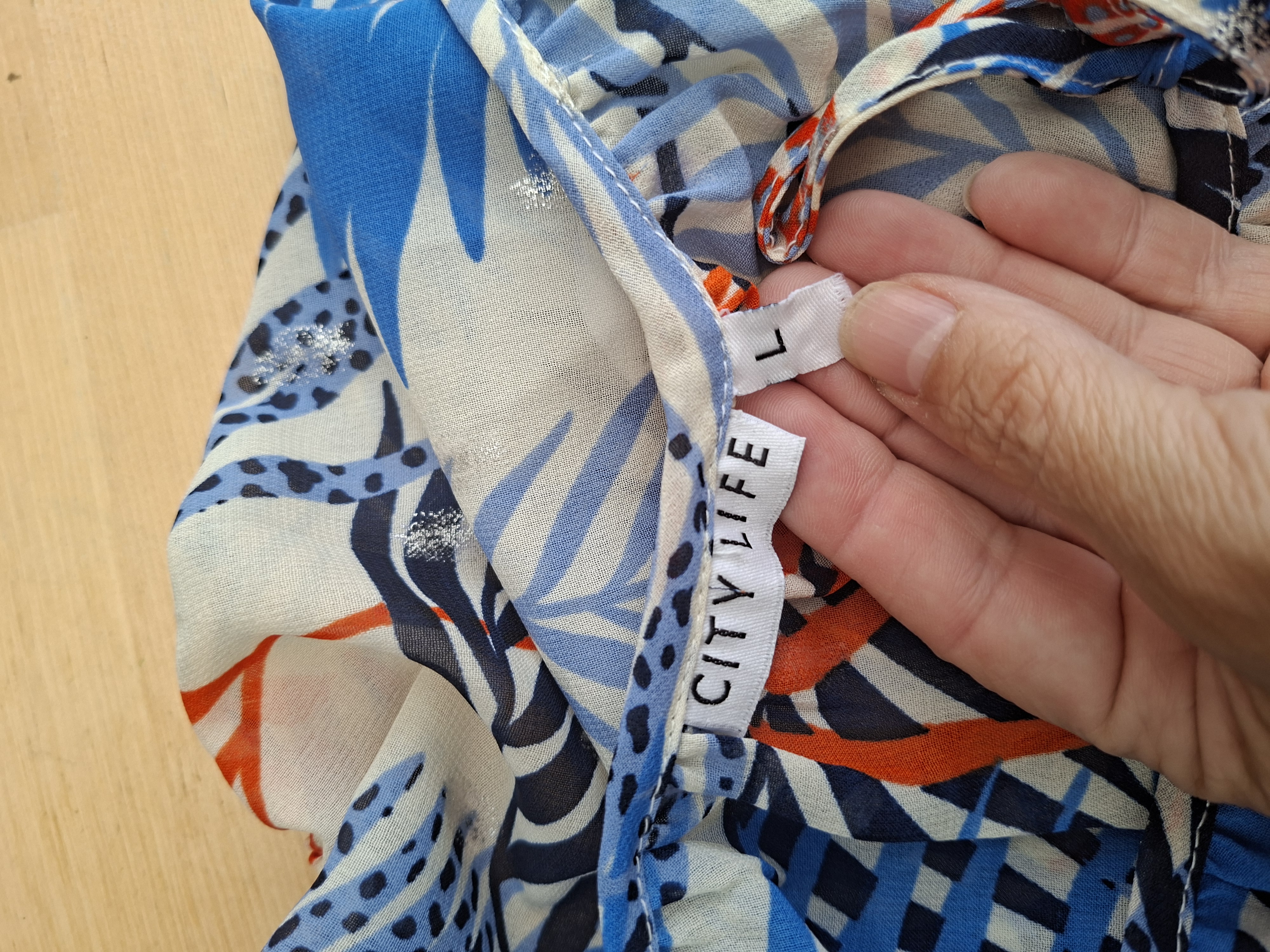 City Life blouse tropische print blauw/oranje