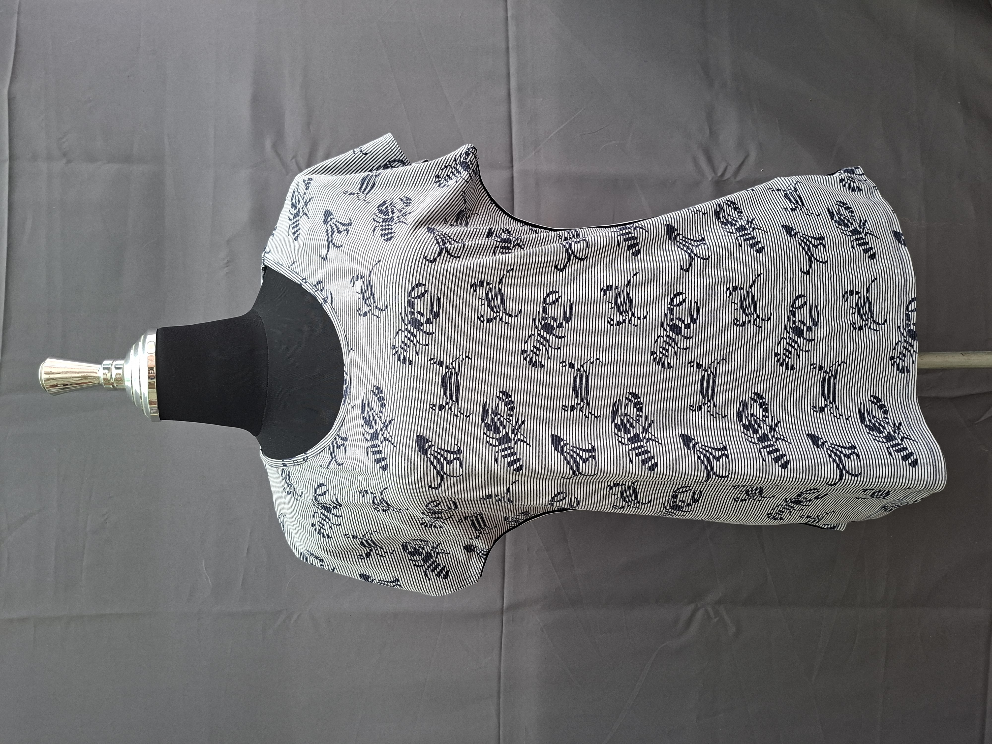 So Soire de Luxe top wit/navy gestreept kreeftenprint
