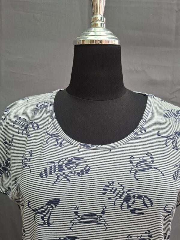 So Soire de Luxe top wit/navy gestreept kreeftenprint