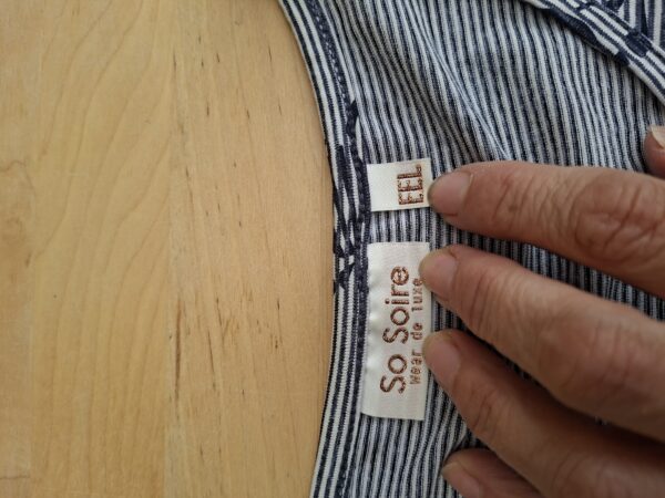 So Soire de Luxe top wit/navy gestreept kreeftenprint