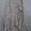 Loavies maxi rok zwart bloemenprint met volant