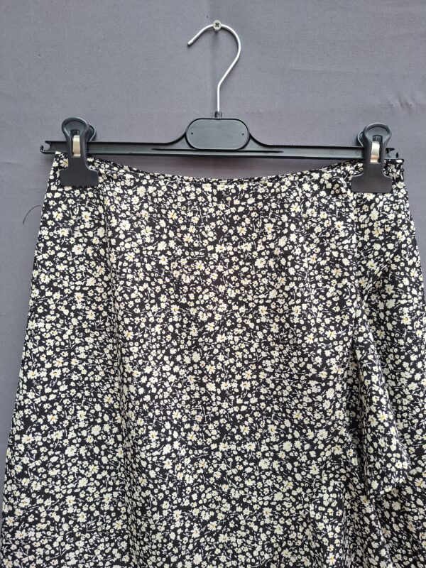 Loavies maxi rok zwart bloemenprint met volant