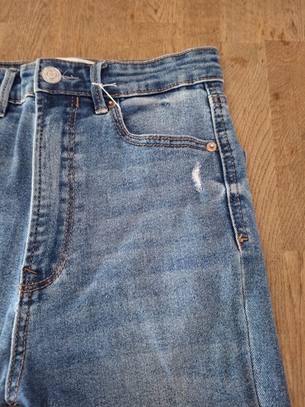Stradivarius skinny super high waist spijkerbroek lichtblauw maat 36