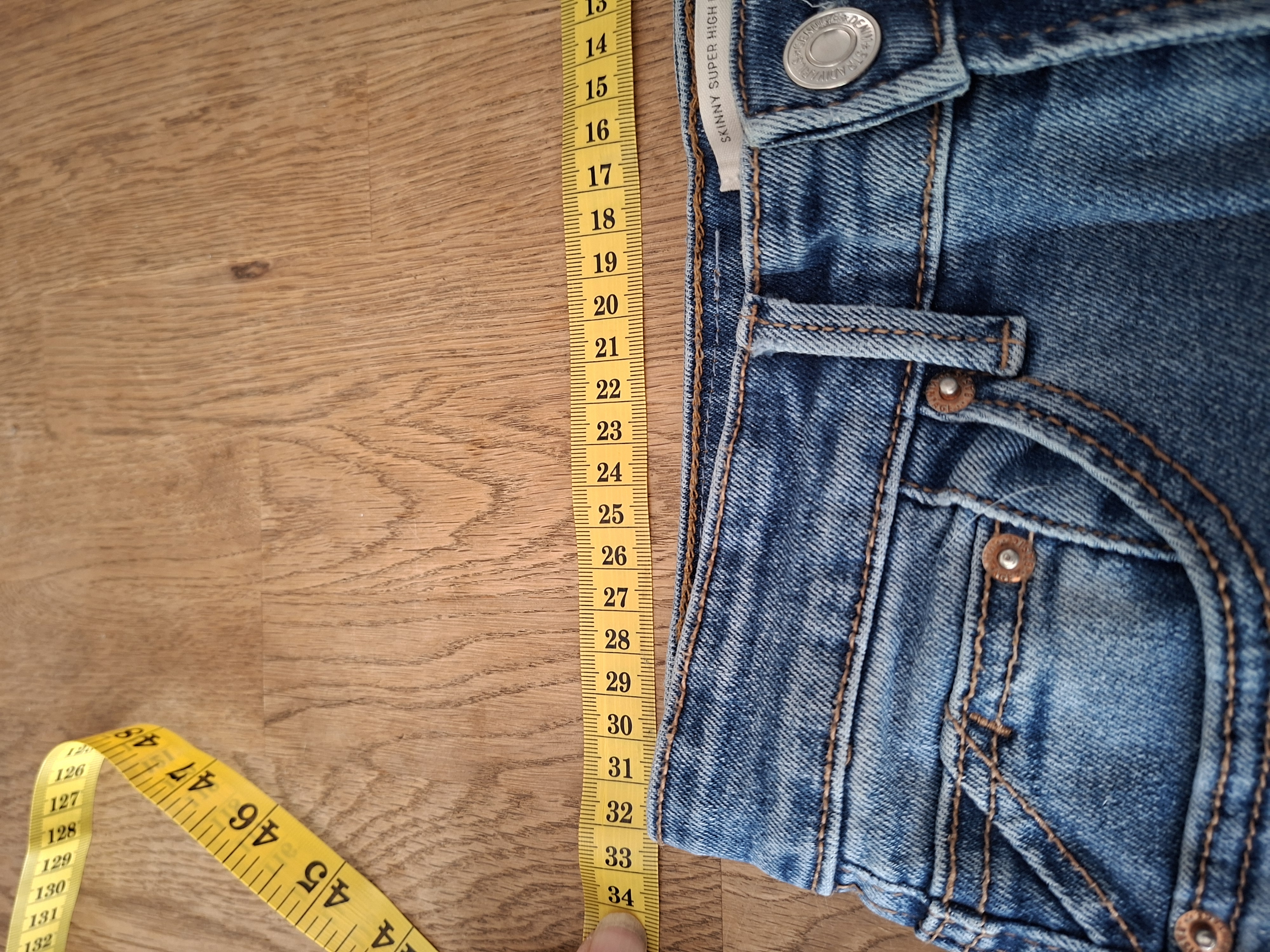 Stradivarius skinny super high waist spijkerbroek lichtblauw maat 36