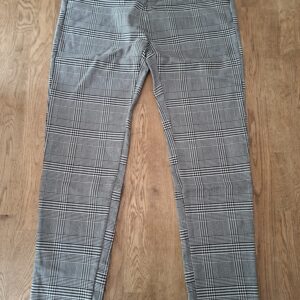 Drôle de Copine Paris geruite broek zwart wit tapered maat M