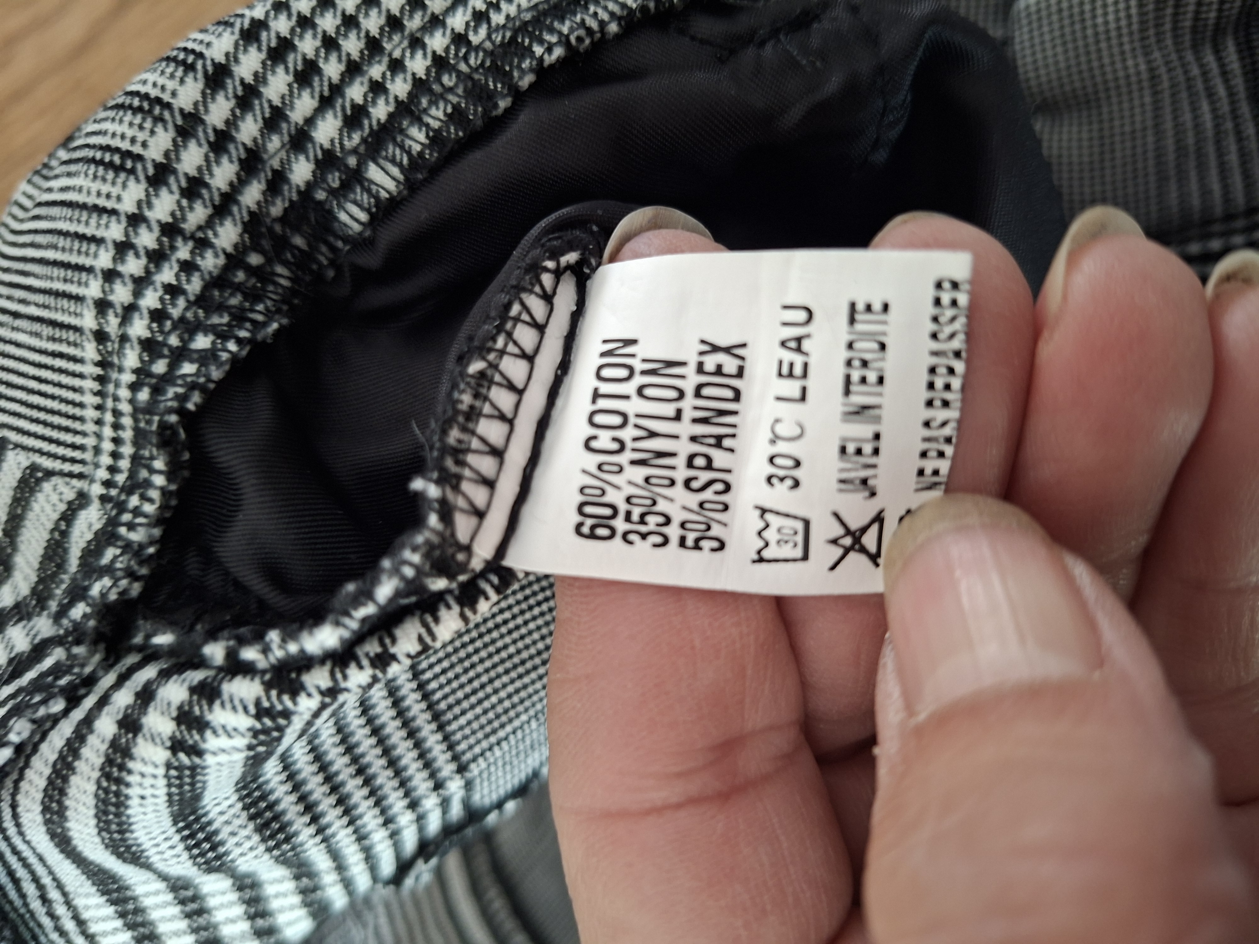Drôle de Copine Paris geruite broek zwart wit tapered maat M