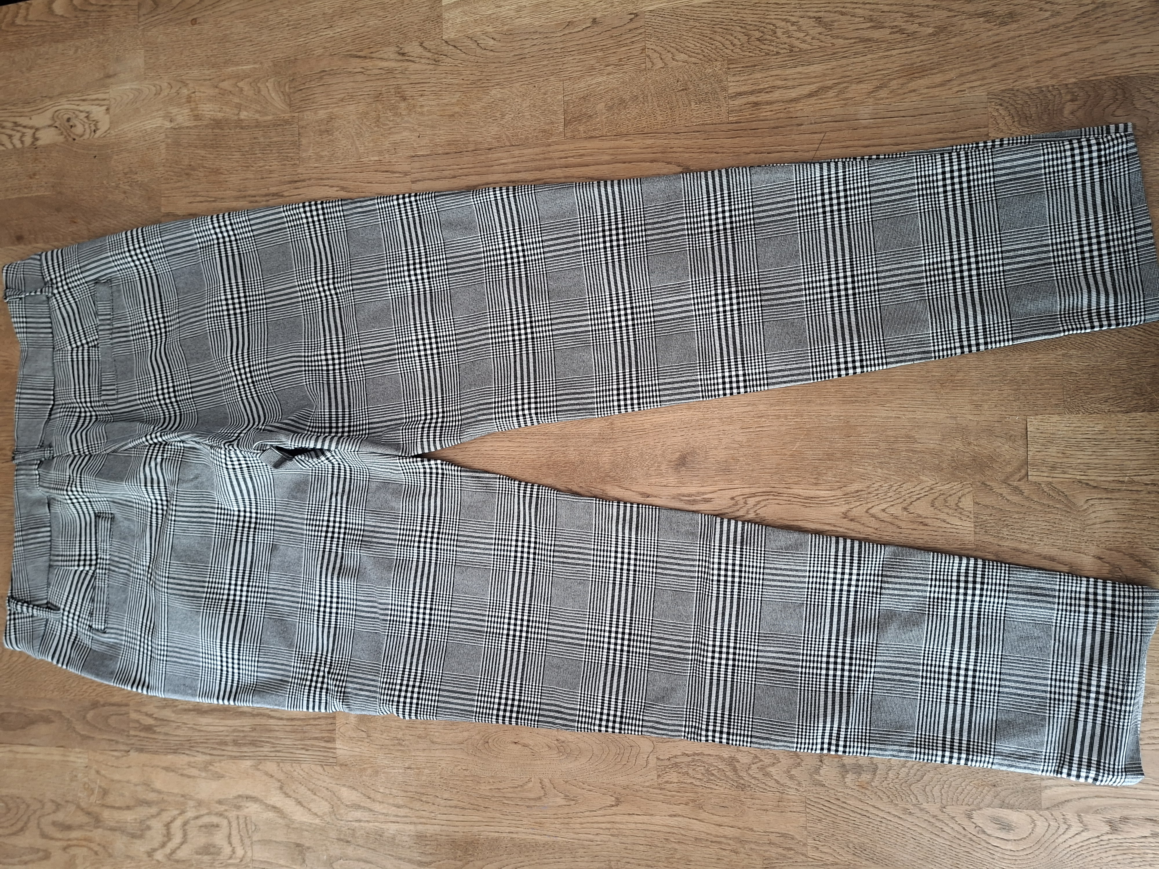 Drôle de Copine Paris geruite broek zwart wit tapered maat M