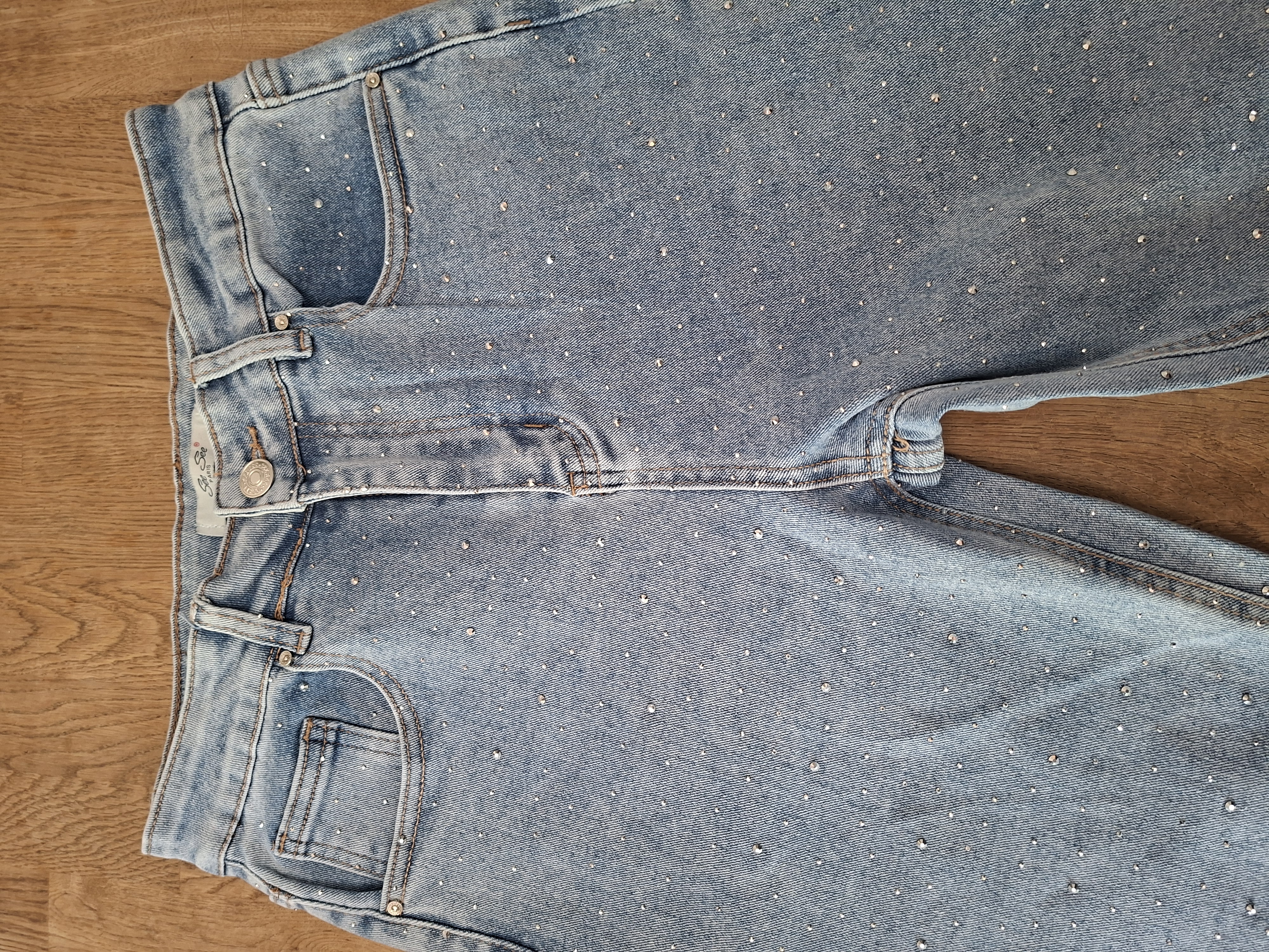 See See Paris wide leg spijkerbroek lichtblauw met strass maat 36