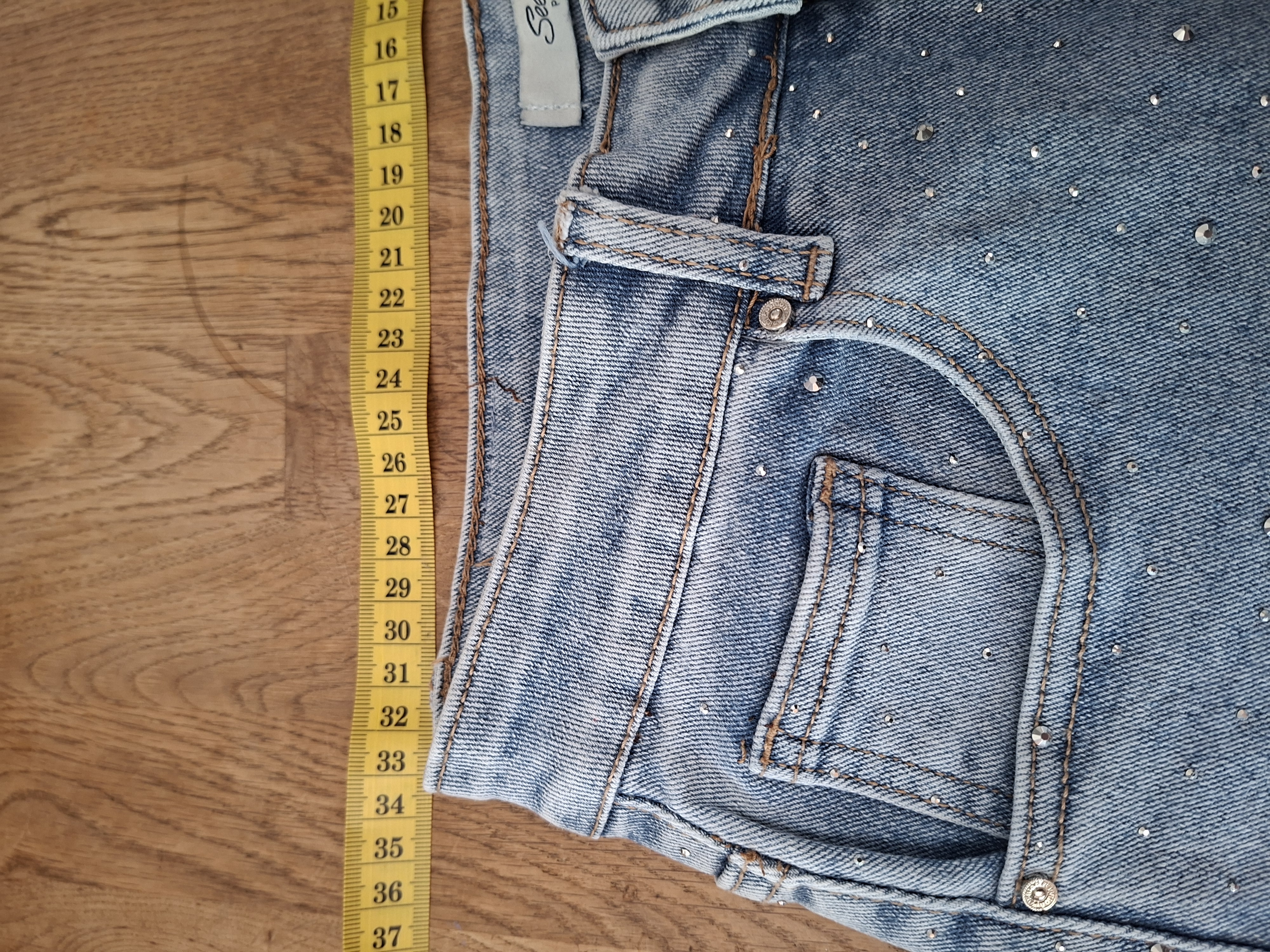 See See Paris wide leg spijkerbroek lichtblauw met strass maat 36