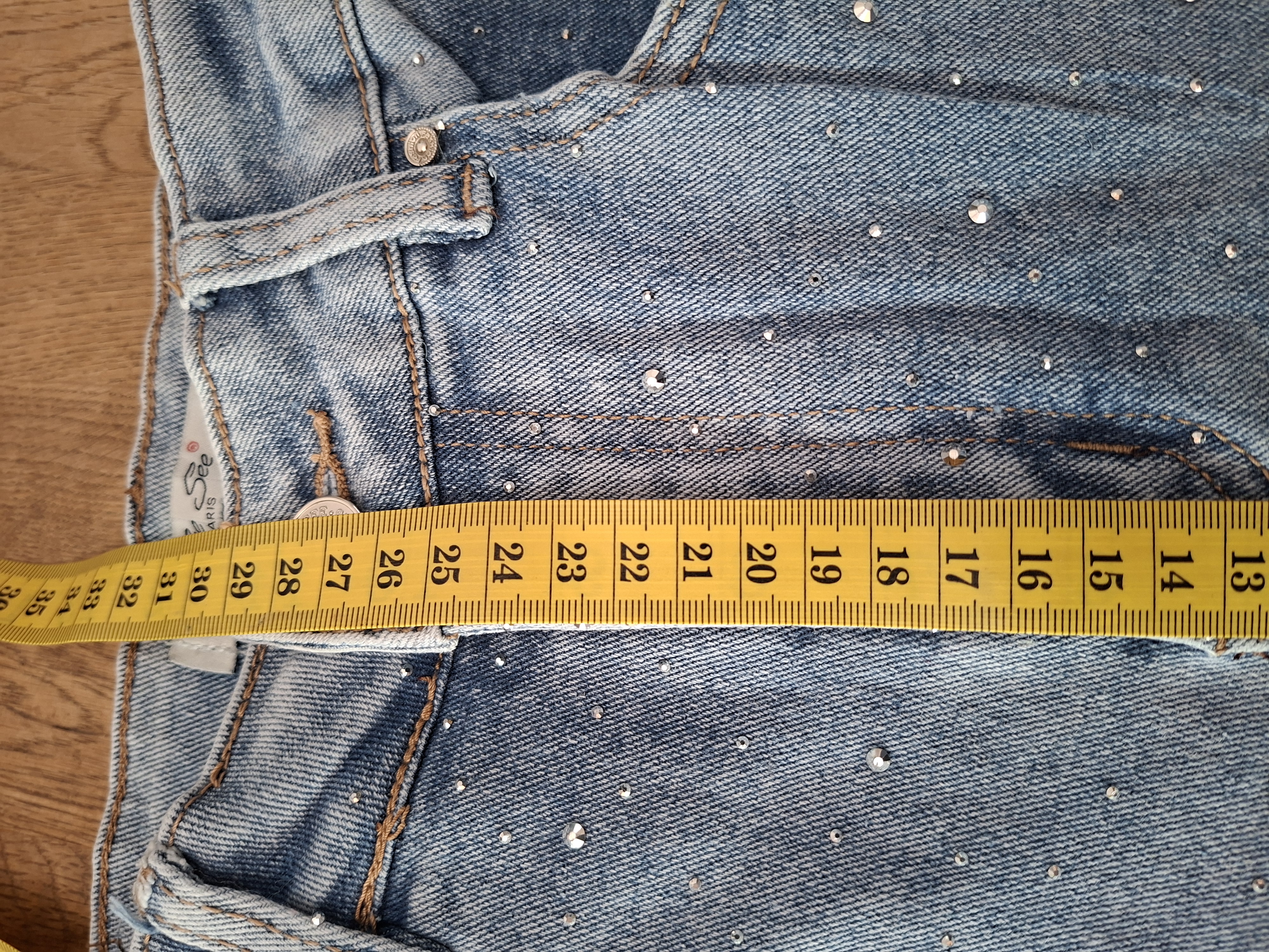 See See Paris wide leg spijkerbroek lichtblauw met strass maat 36