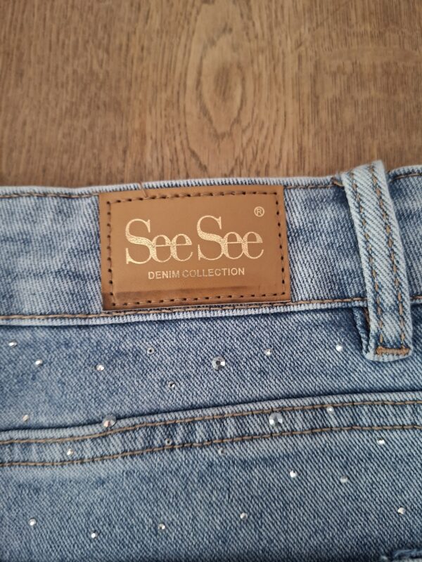 See See Paris wide leg spijkerbroek lichtblauw met strass maat 36
