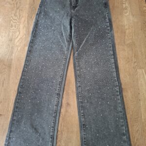 Redseventy Premium wide leg spijkerbroek grijs met strass maat 38