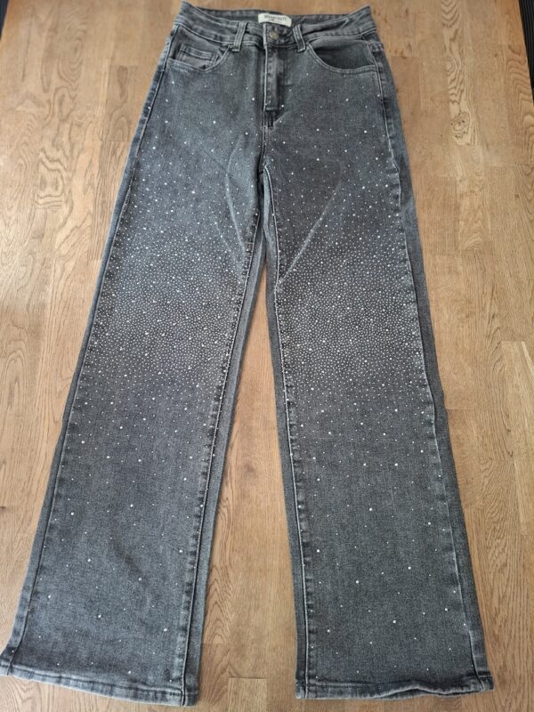 Redseventy Premium wide leg spijkerbroek grijs met strass maat 38