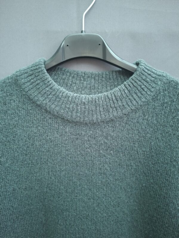 Cotton Club gebreide jurk donkergroen olijfachtig mock neck pofmouwen maat XS