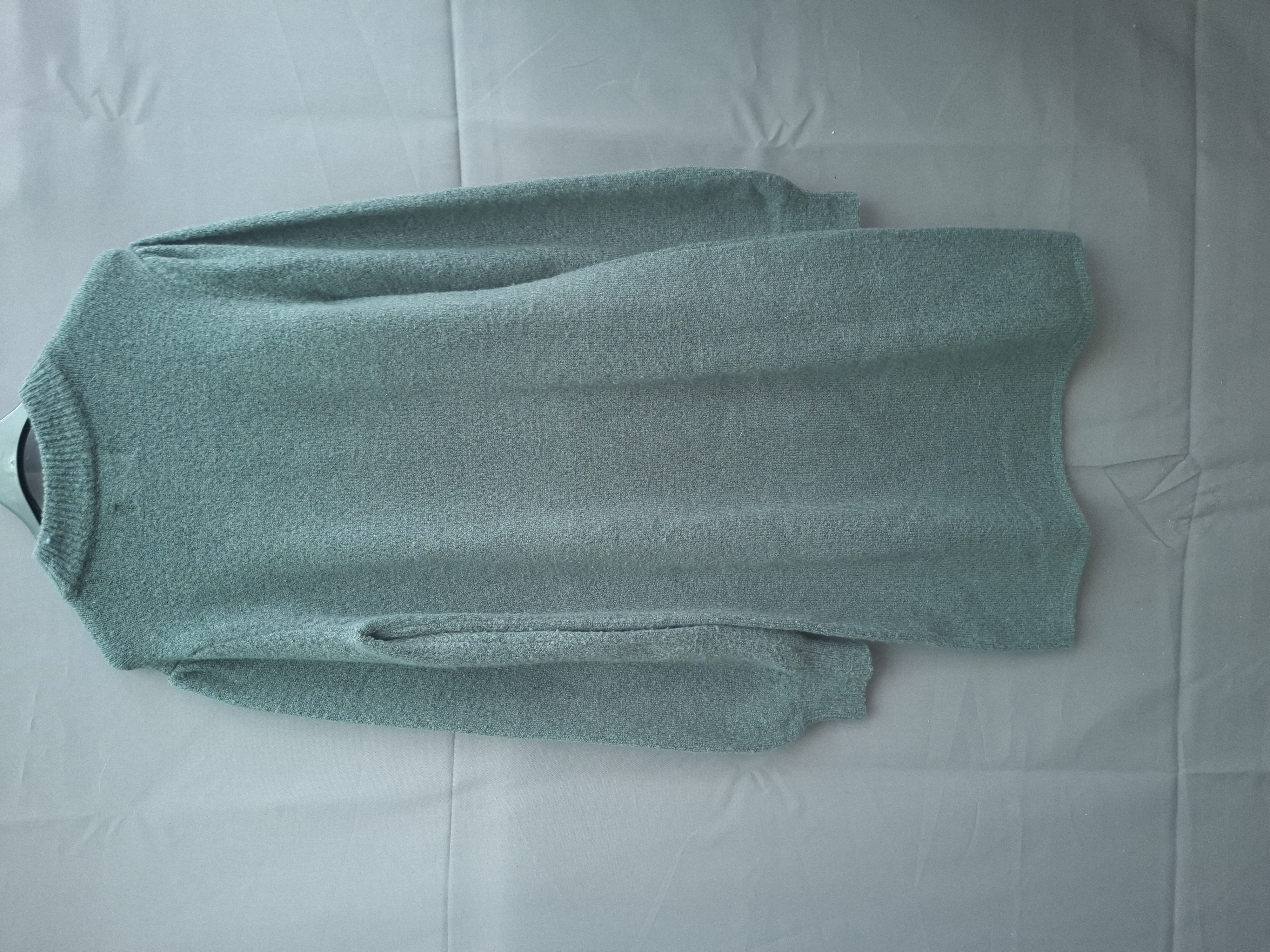 Cotton Club gebreide jurk donkergroen olijfachtig mock neck pofmouwen maat XS