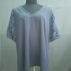 MS Mode t-shirt donkerblauw met kant mouwen en borduursel maat 3XL