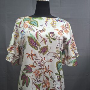 H&M blouse wit met tropische print en dubbele volantmouwen maat 36