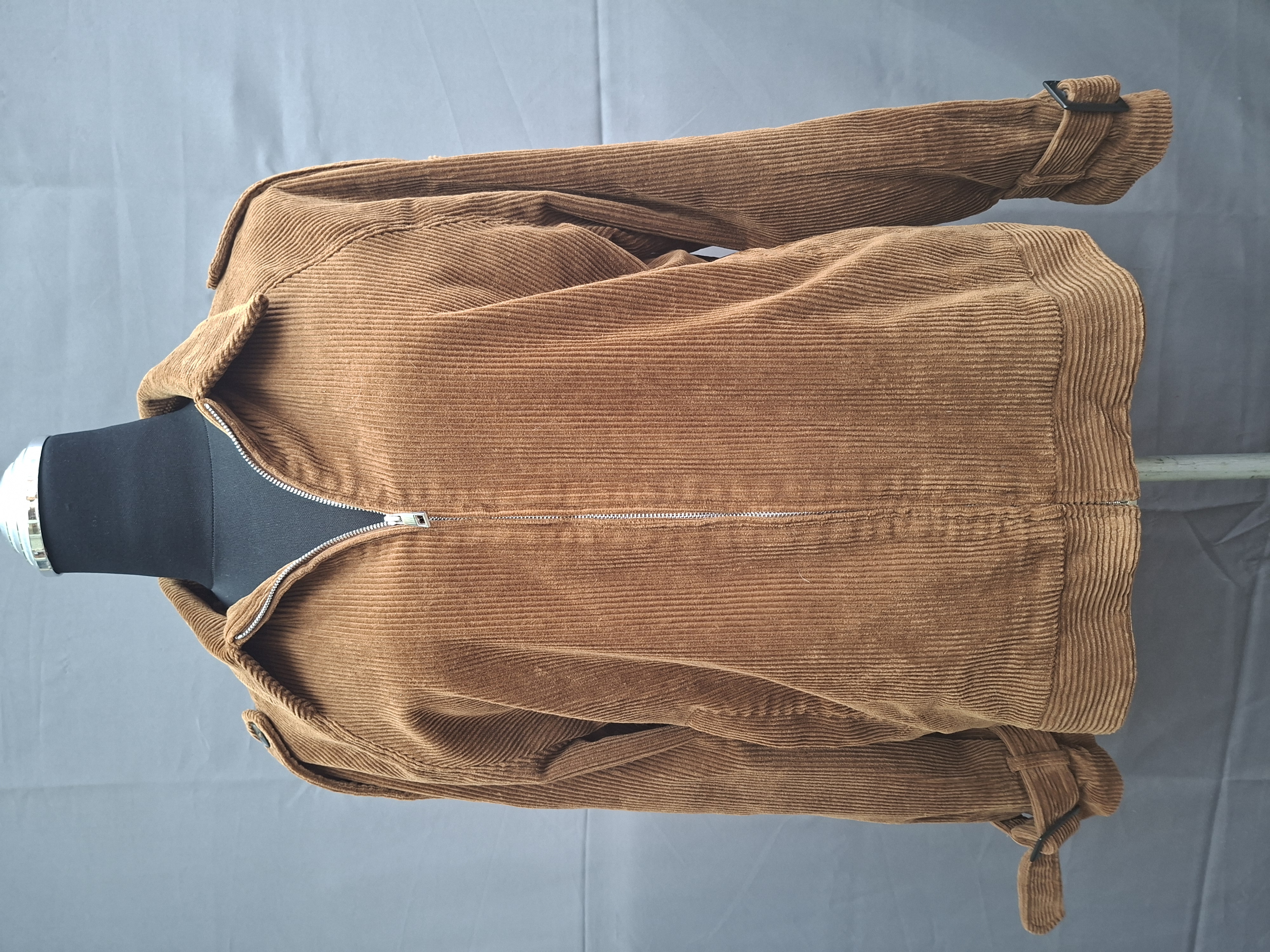 Zara corduroy jasje cognac ribfluweel ritssluiting maat XL