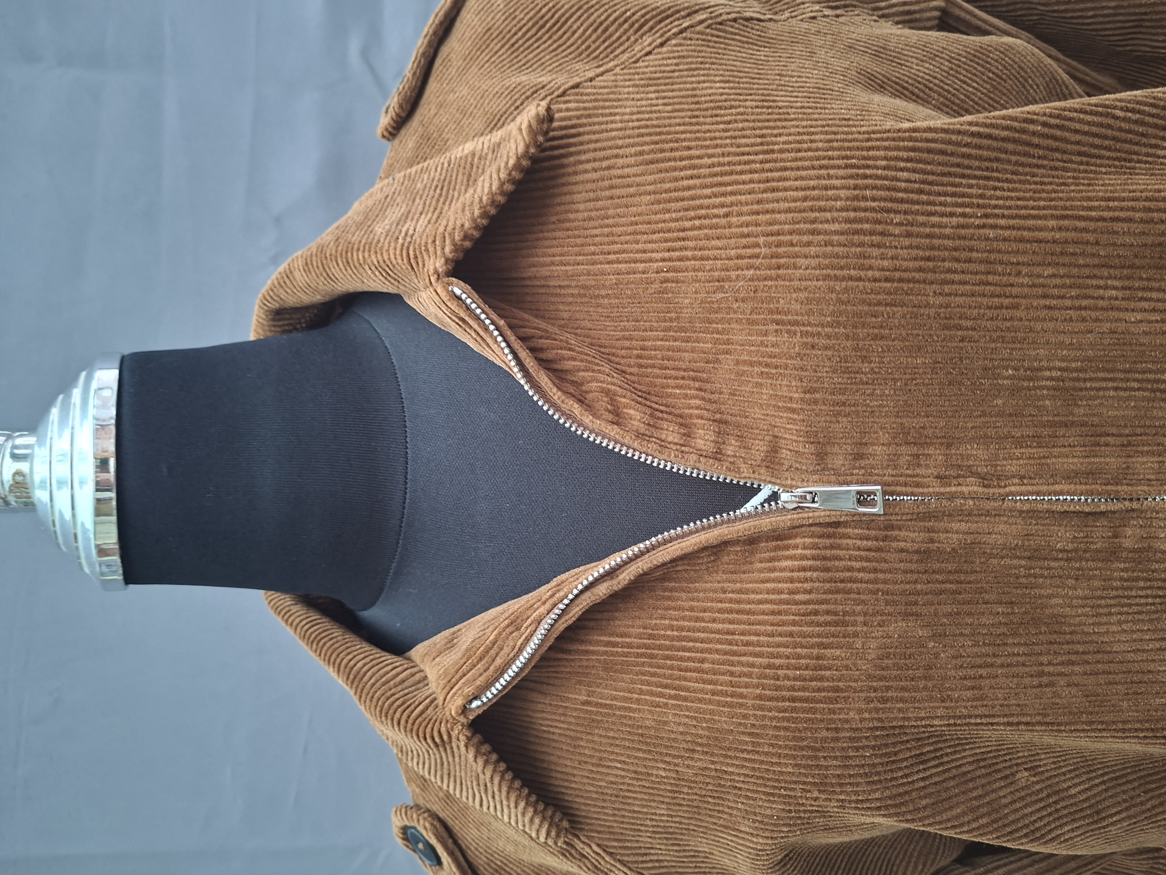 Zara corduroy jasje cognac ribfluweel ritssluiting maat XL
