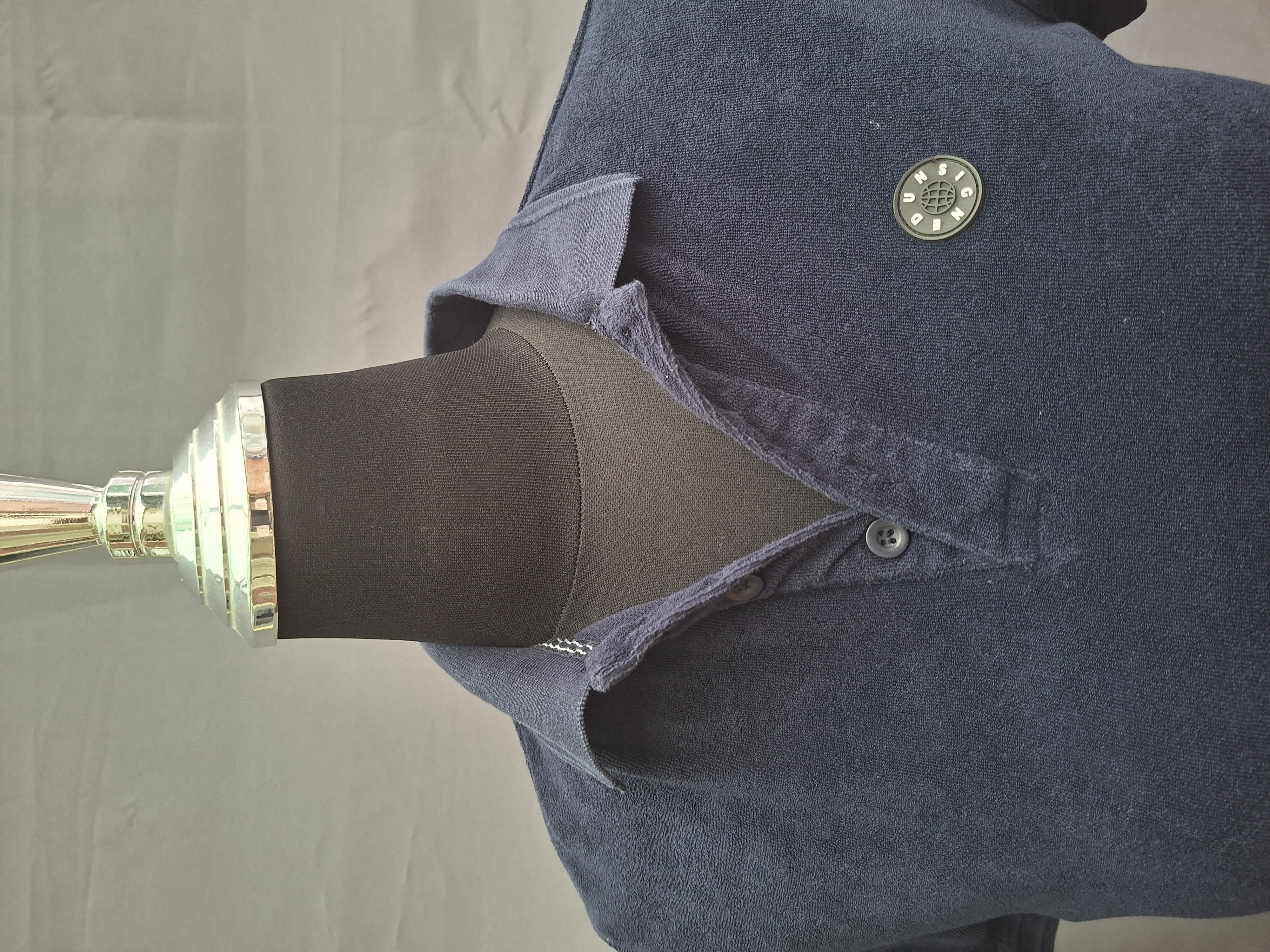 Unsigned poloshirt marineblauw badstof terry maat S