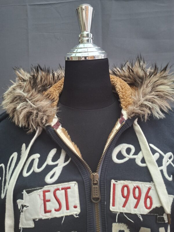 Cipo and Baxx hoodie vest marineblauw sherpa voering nep bont capuchon maat XXL