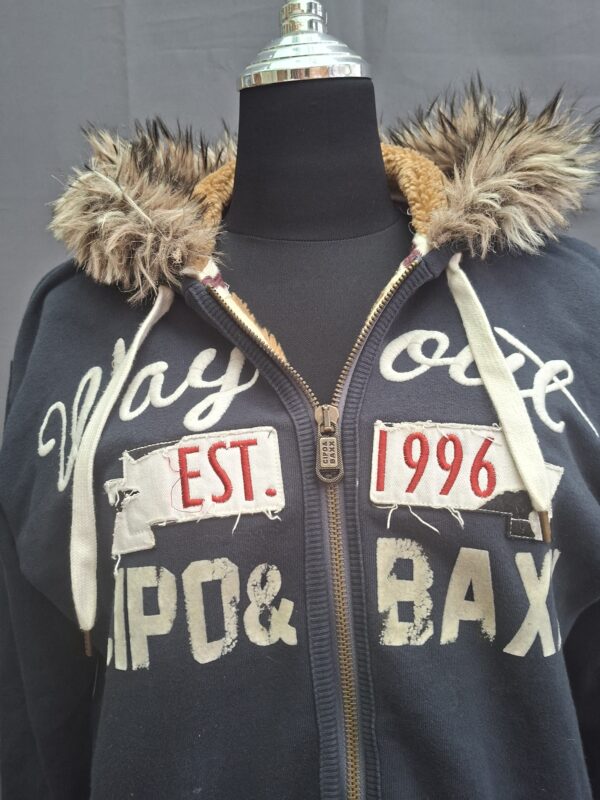 Cipo and Baxx hoodie vest marineblauw sherpa voering nep bont capuchon maat XXL