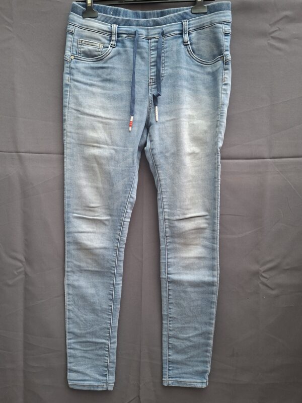 Jewelly jogger jeans lichtblauw elastische tailleband slim fit maat M/38