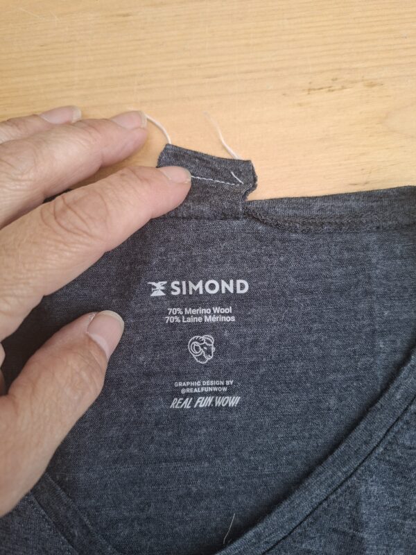 Simond merino wol t-shirt grijs gemêleerd V-hals maan bomen print Real Fun Wow