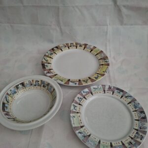 Aap Noot Mies servies set 3 stuks bord kom Ter Steege Wolters-Noordhoff porselein