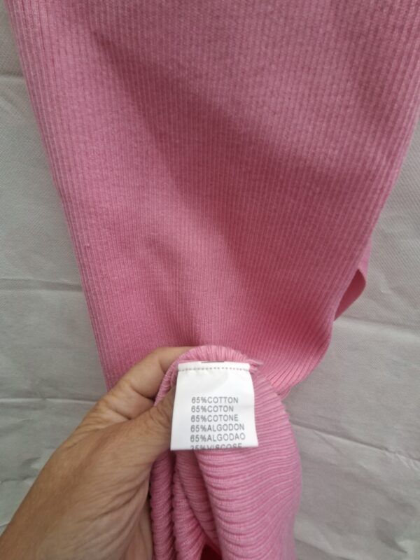 Giorgia roze ribgebreide one-shoulder jurk bindlinten S/M nieuw met label