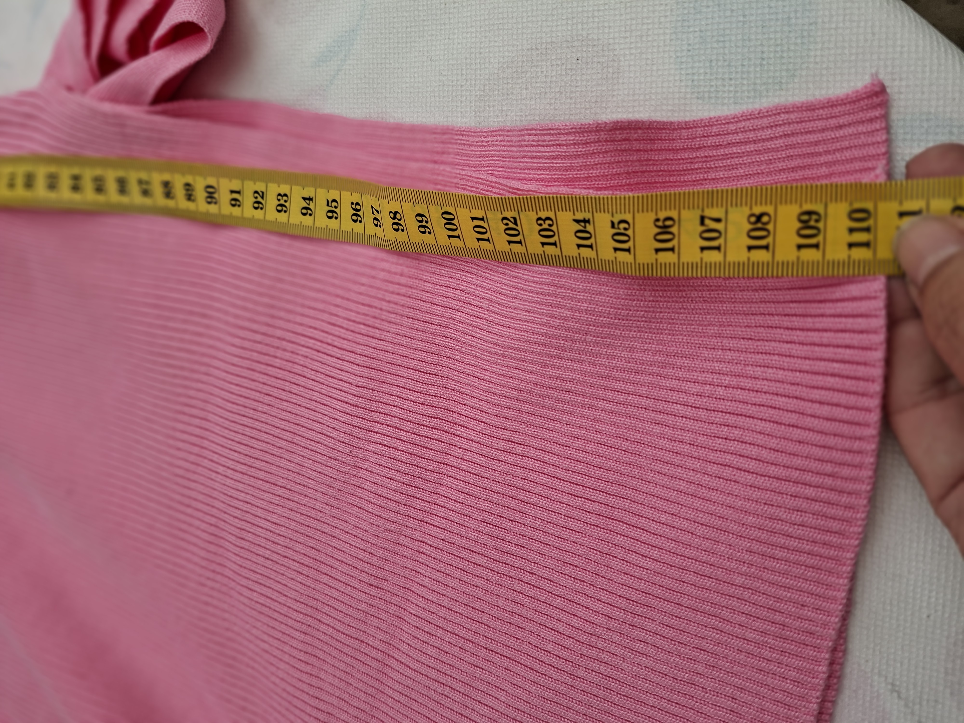 Giorgia roze ribgebreide one-shoulder jurk bindlinten S/M nieuw met label