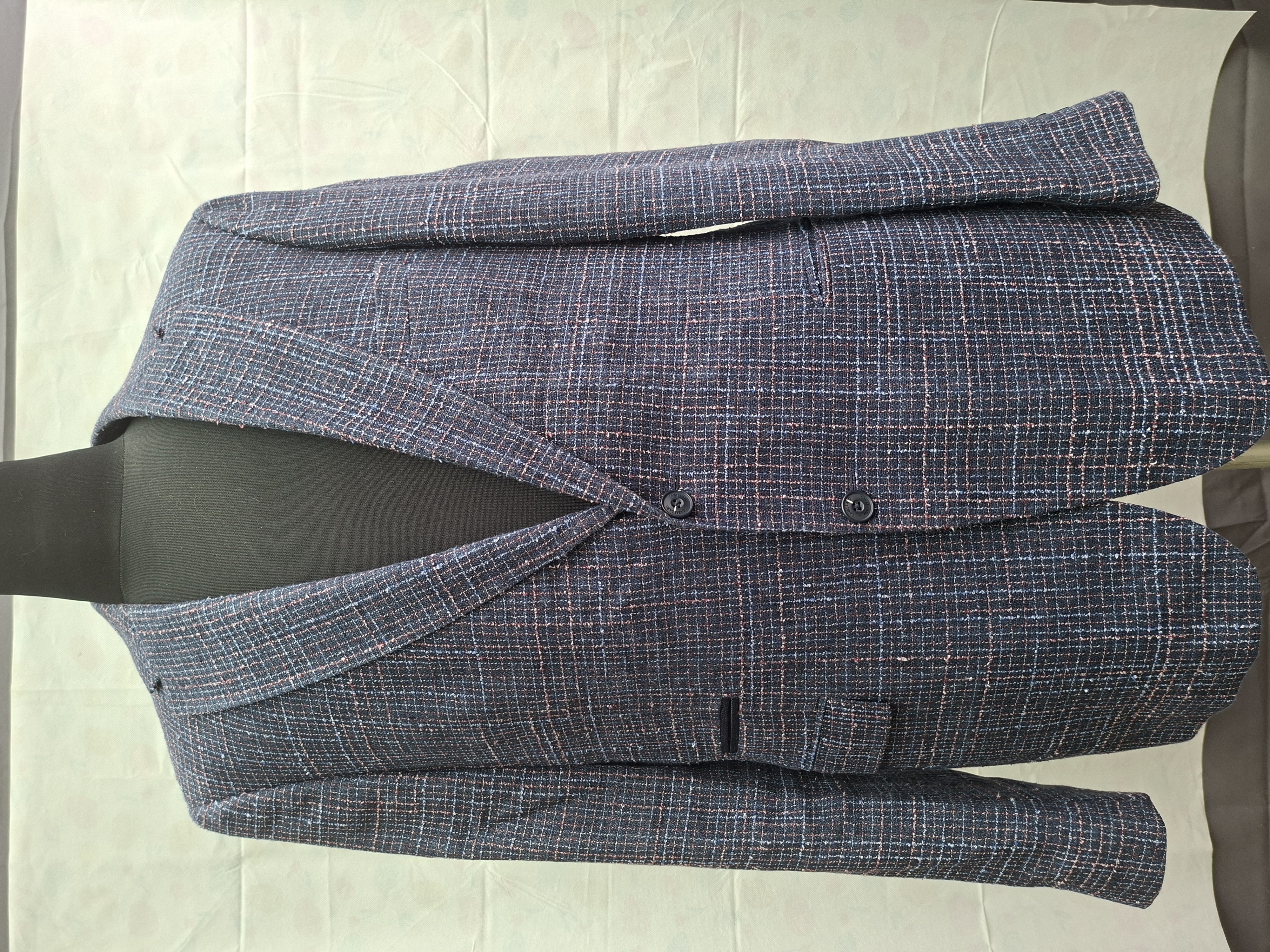 Cavallaro Napoli Heren Colbert Blauw Geruit Maat ca. 58 XL