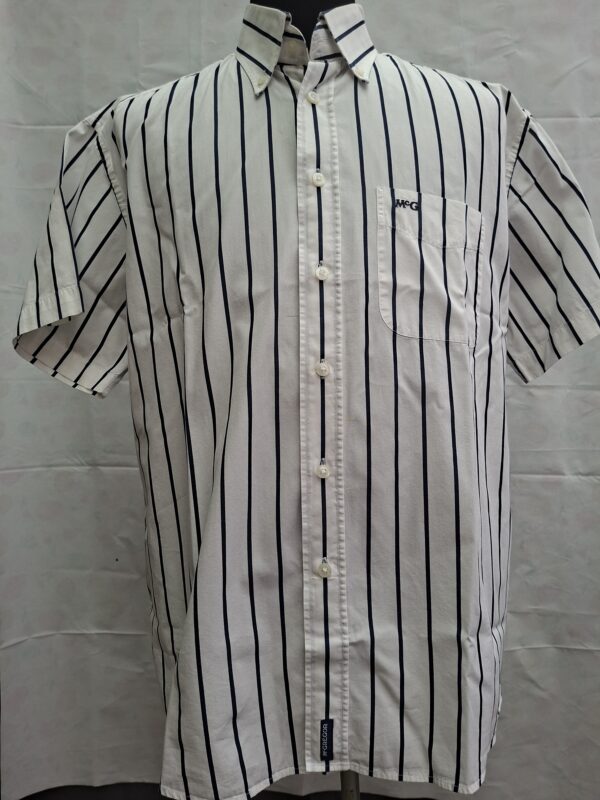 20260704_174239 McGregor Heren Overhemd Korte Mouw Wit Navy Gestreept Maat L