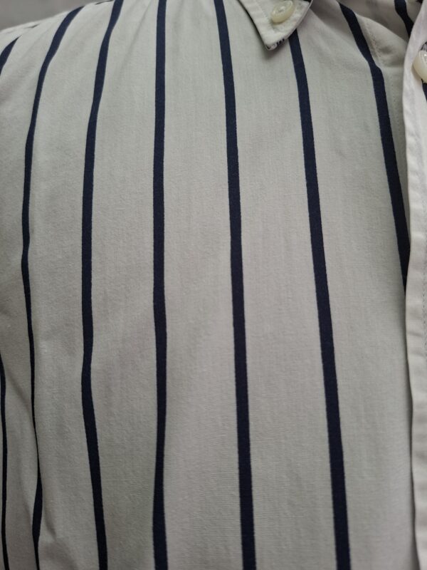 20260704_174242 McGregor Heren Overhemd Korte Mouw Wit Navy Gestreept Maat L