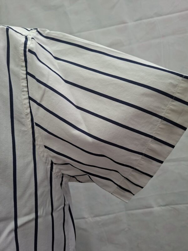 20260704_174252 McGregor Heren Overhemd Korte Mouw Wit Navy Gestreept Maat L