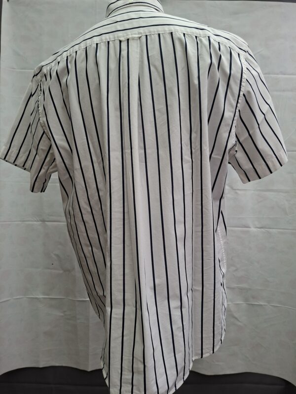 20260704_174303 McGregor Heren Overhemd Korte Mouw Wit Navy Gestreept Maat L